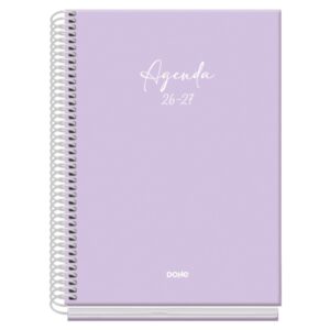 Dohe Basic Serenity Agenda Escolar 26/27 - Formato A5 - Semana Vista - Papel Offset Ahuesado 70g - Cubierta de Carton Plastificado - Espiral Metalica - Goma - 15x21x2cm - Color Morado