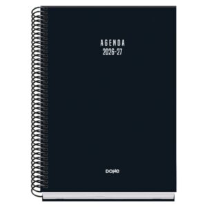 Dohe Basic Colour Vibes Agenda Escolar 26/27 - Formato A5 - Dia Pagina - Papel Offset Ahuesado 70g - Cubierta de Carton Plastificado - Espiral Metalica - Goma - 15x21x4cm - Color Negro