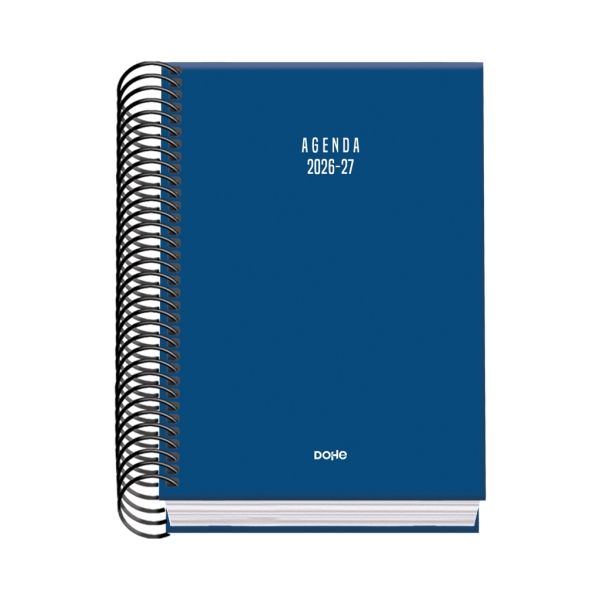 Dohe Basic Colour Vibes Agenda Escolar 26/27 - Formato A6 - Dia Pagina - Papel Offset Ahuesado 70g - Cubierta de Carton Plastificado - Espiral - Goma - 12x17x3cm - Color Azul