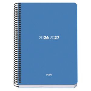 Dohe Basic Element Agenda Escolar 26/27 - Formato A5 - Semana Vista - Papel Offset Ahuesado 70g - Cubierta de Carton Plastificado - Espiral Metalica - Goma - 15x21x2cm - Color Azul