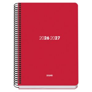 Dohe Basic Element Agenda Escolar 26/27 - Formato A5 - Semana Vista - Papel Offset Ahuesado 70g - Cubierta de Carton Plastificado - Espiral - Goma - 15x21x2cm - Color Rojo