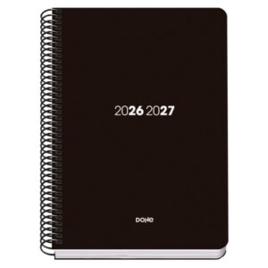 Dohe Basic Element Agenda Escolar 26/27 - Formato A5 - Semana Vista - Papel Offset Ahuesado 70g - Cubierta de Carton Plastificado - Espiral Metalica - Goma - 15x21x2cm - Color Negro