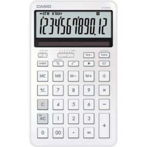 Casio JW-200DQ Calculadora de Sobremesa Compacta con Pantalla LCD de 12 Digitos - Calculo de Impuestos, Porcentajes, Raiz Cuadrada etc... - Alimentacion Solar y Pilas - Color Blanco