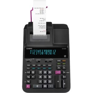 Casio DR-200R Calculadora Impresora de Sobremesa con Pantalla Grande de 12 Digitos - Impresion en 2 Colores - 4,4 Lineas por Segundo - Color Negro