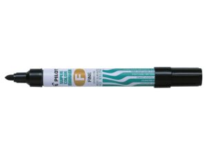 Pilot Super Color Rotulador Permanente Multisuperficie - Punta Fina de Fibra Conica - Tinta Base Alcohol Libre de Xileno - Cuerpo Metalico - Color Negro