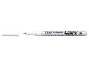 Pilot Super Color Rotulador Permanente Fino - Punta de 1mm de Poliacetal - Tinta muy Densa y Opaca - Cuerpo Metalico - Color Blanco