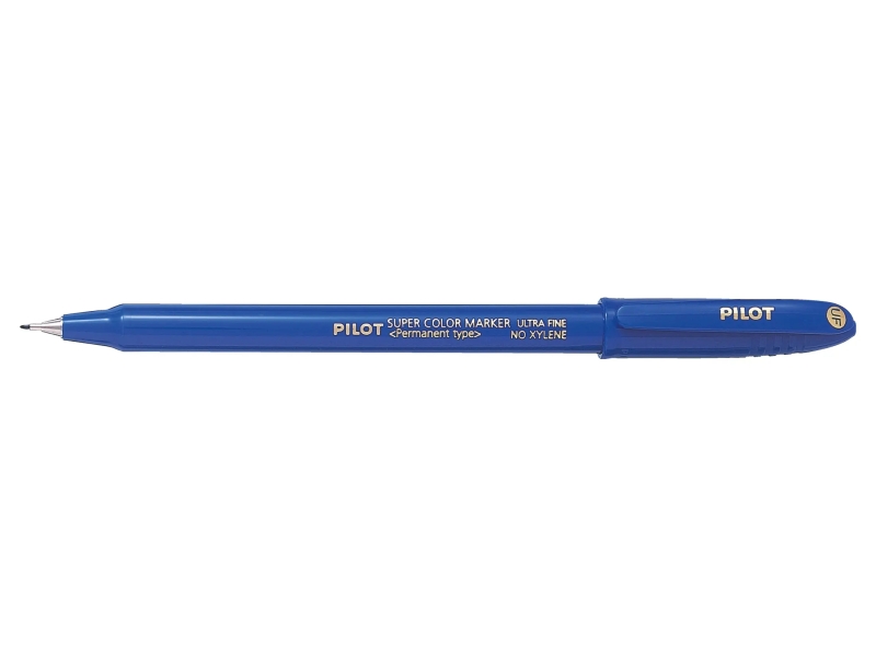 Pilot Super Color Rotulador Permanente Ultra Fino - Punta de Poliacetal 1mm - Libre de Xileno - Color Azul