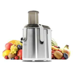 Cecotec StrongTitanium 19000 XXL Licuadora Orbital - 2000W - 19000rpm - Deposito de 2L - Jarra de Zumo 950ml - Boquilla Antigoteo - Base Antideslizante - Entrada XXL de 75mm - Color Acero y Blanco