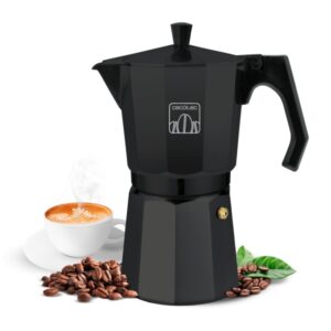 Cecotec Mokclassic 1200 Cafetera Italiana para 12 Tazas - Aluminio Fundido - Apta para Gas, Electrica y Vitro - Facil de Limpiar - Valvula de Seguridad - Filtro de Acero Inoxidable - Color Negro