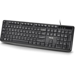 NGS Funky V4 Teclado USB - QWERTY Portugues - 12 Teclas Multimedia - Teclas de Membrana Silenciosas - Inclinacion Ajustable - Cable 1.5m - Color Negro