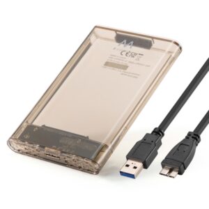 Ewent Caja Externa USB 3.2 - Instalacion sin Herramientas - Plug and Play - SATA 2.5"- Color Transparente