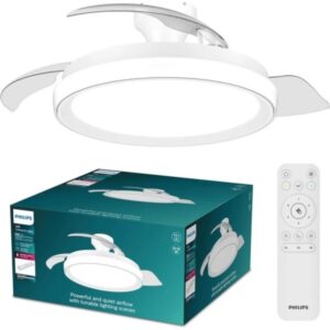 Philips Bliss DC Fan Ceiling Ventilador de Techo con Luz LED Hasta 6500K - Aspas Retractiles - 35W Ventilador + 28W Luz - Mando a Distancia - Color Blanco