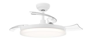 Philips Tynl Retractable Fan Ceiling Ventilador de Techo con Luz LED Hasta 5500K - Aspas Retractiles - 35W Ventilador + 28W Luz - Mando a Distancia - Color Blanco