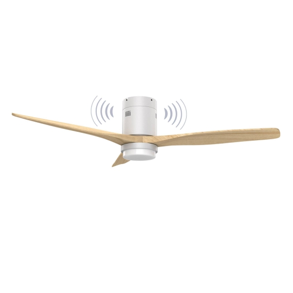 Energy Sistem SoundAir Speaker Ventilador de Techo con Luz - Motor DC - Altavoz 5W - Modo Sleep y Modo Breeze - Luz LED 1800lm con 3 Tonos de Temperatura - Mando a Distancia - Color Blanco/Madera