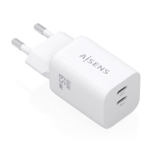 Aisens Cargador Gan 65W - 2xUSB-C PD3.0 QC4.0 - Color Blanco