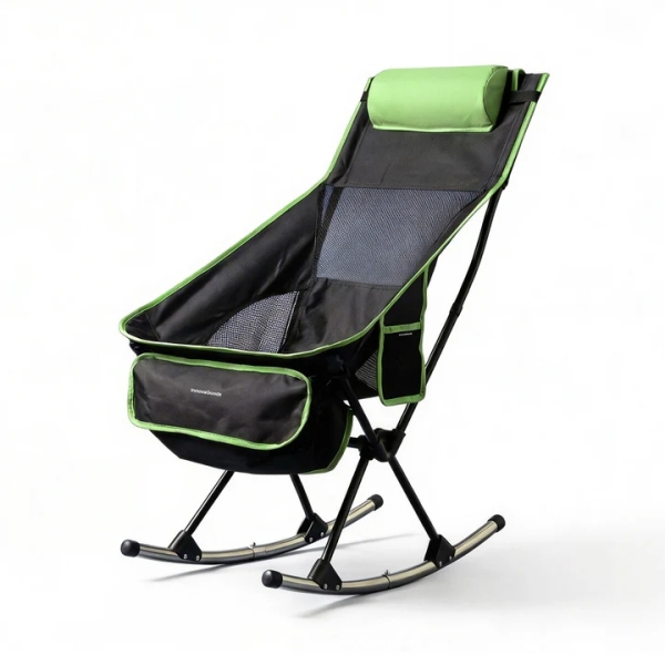 Innovagoods Trillow Silla Mecedora de Camping 2 en 1 Plegable - Soporta 120Kg - Bolsillo Lateral - Bolsa de Transporte