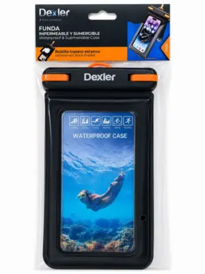 FUNDA negra para móvil IMPERMEABLE Y SUMERGIBLE Dexler