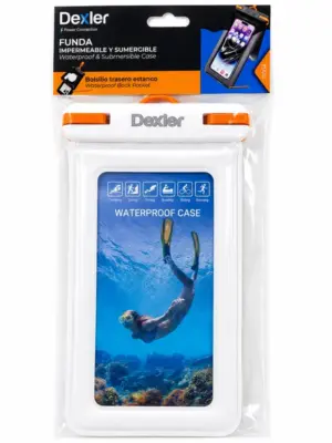 FUNDA blanca para móvil IMPERMEABLE Y SUMERGIBLE Dexler