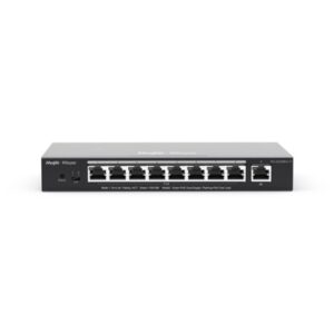 Ruijie RG-ES209GC-P Switch de Sobremesa - 9 Puertos - Velocidad hasta 1Gbps - PoE/PoE+ hasta 120W - Carcasa de Acero - Gestion Inteligente - Color Negro