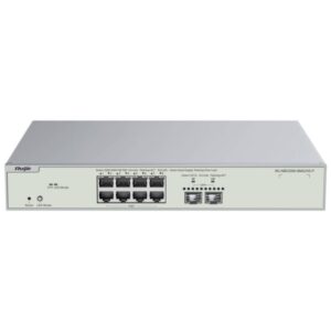 Ruijie RG-NBS3300-8MG2XS-P Switch Gestionado en Capa 2 - 8 Puertos Ethernet hasta 2.5Gbps - 2x SFP+ hasta 10Gbps - PoE/PoE+ hasta 240W - Fuente de Alimentacion Fija - Color Acero