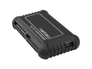 Natec Beetle Lector de Tarjetas All in One - SD/MMC (7 en 1), MS (3 en 1), MicroSD/T-Flash, M2, xD y CF - Recubrimiento de Goma - Color Negro