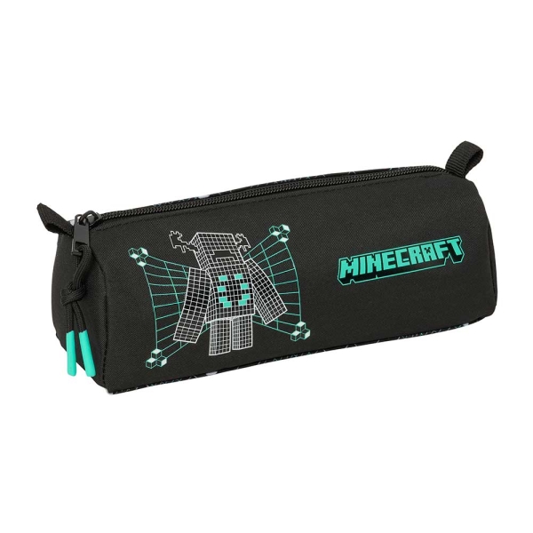 Safta Minecraft Screen Portatodo - 1 Compartimento con Cremallera - 21x8x7cm - Color Negro