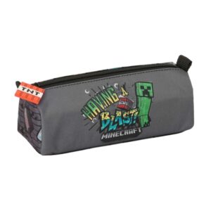 Safta Minecraft Graffiti Portatodo - 1 Compartimento con Cremallera - 21x8x7cm - Color Gris
