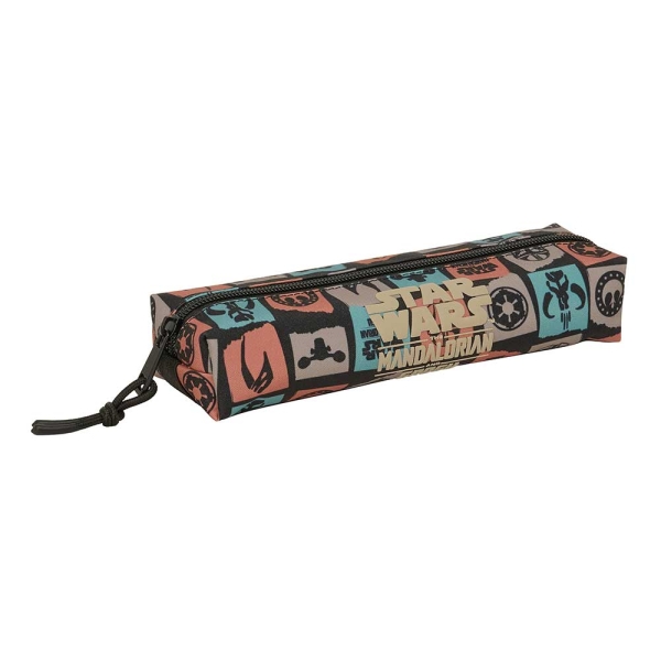 Safta Mandalorian and Grogu Portatodo Rectangular - Goma Elastica Trasera - Cremallera - 22x4x7cm - Color Negro