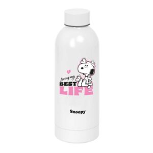 Safta Snoopy Botella Isotermica - Capacidad 500ml - Cierre Hermetico - Acero Inoxidable - 6h Caliente - 12h Frio - 7x22.5cm - Color Rosa