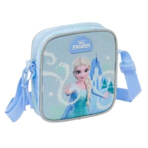 Safta Frozen Bolsito con Bandolera Ajustable - Compacto - Cierre con Cremallera - 16x18x4cm - Color Azul Pastel