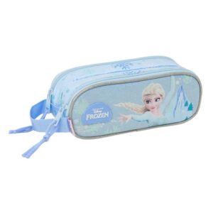 Safta Frozen Portatodo - 2 Compartimentos con Cremallera - Asa Lateral - Capacidad 1L - 21x8x6cm - Color Azul Pastel