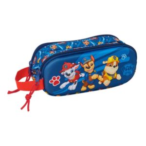 Safta Paw Patrol Portatodo 3D - 2 Compartimentos con Cremallera - Asa Lateral - Capacidad 1L - 21x8x6cm - Color Azul Oscuro