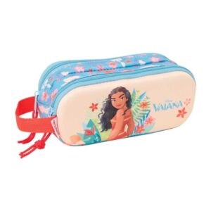 Safta Vaiana Portatodo 3D - 2 Compartimentos con Cremallera - Asa Lateral - Capacidad 1L - 21x8x6cm - Color Azul