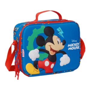 Safta Mickey Mouse Bolsa Isotermica Porta Alimentos - Frontal 3D - Cremallera - Bandolera Ajustable - Asa de Mano - 25x19.5x9cm - Color Azul Oscuro