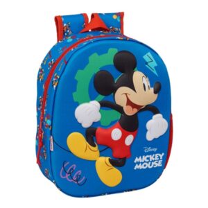 Safta Mickey Mouse Mochila 3D - Portabotellas - Hombreras Acolchadas - Asa de Mano Superior - 27x33x10cm - Color Azul Oscuro