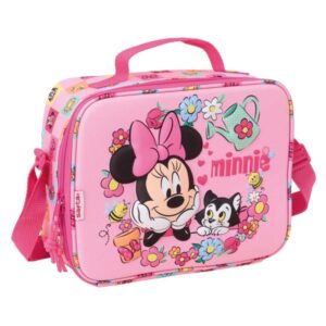 Safta Minnie Mouse Bolsa Isotermica Porta Alimentos - Frontal 3D - Cremallera - Bandolera Ajustable - Asa de Mano - 25x19.5x9cm - Color Rosa