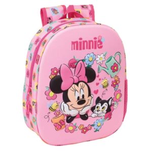 Safta Minnie Mouse Mochila 3D - Portabotellas - Hombreras Acolchadas - Asa de Mano Superior - 27x33x10cm - Color Rosa