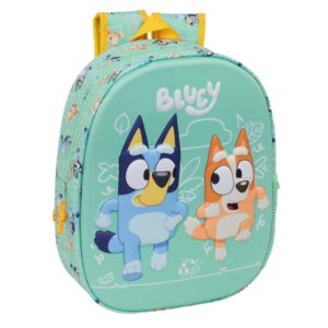 Safta Bluey Mochila 3D - Portabotellas - Hombreras Acolchadas - Asa de Mano Superior - 27x33x10cm - Color Menta