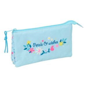 Safta Blackfit8 Petalos Portatodo - 3 Compartimentos con Cremallera - Bolsillo Interior Central - 22x12x3cm - Color Azul Claro