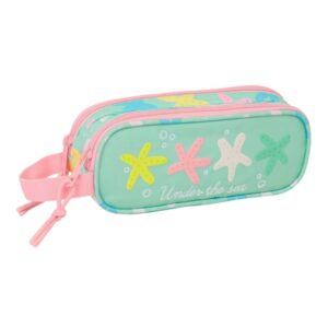 Safta Estrellas Portatodo - 2 Compartimentos con Cremallera - Asa Lateral - Capacidad 1L - 21x8x6cm - Color Verde