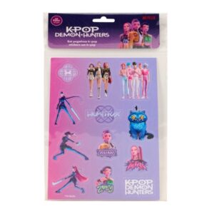 Safta K-Pop Demon Hunters Pack de 12 Pegatinas - 12 Motivos Diferentes - Presentado en Blister - 10.5x14.8cm - Multicolor