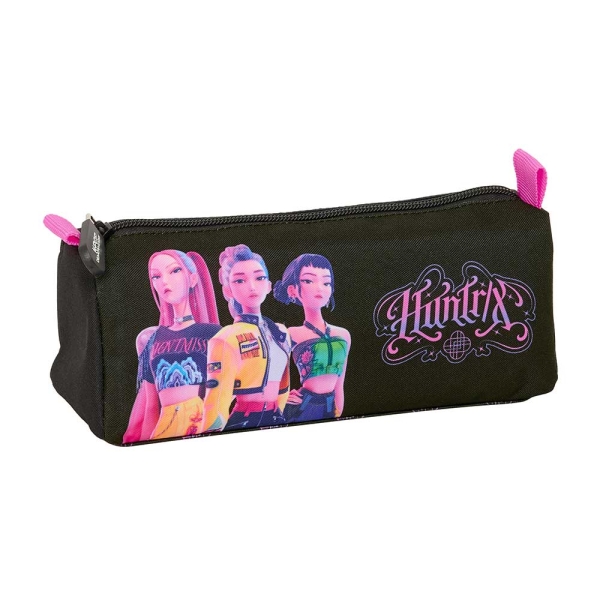 Safta K-Pop Demon Hunters Portatodo - 1 Compartimento con Cremallera - 21x8x7cm - Color Negro y Rosa