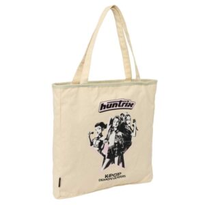 Safta K-Pop Demon Hunters Star Tote Bag Bolsa de Tela - Cremallera - Bolsillo Interior - Asas de Mano - 36x38x6.5cm - Color Beige