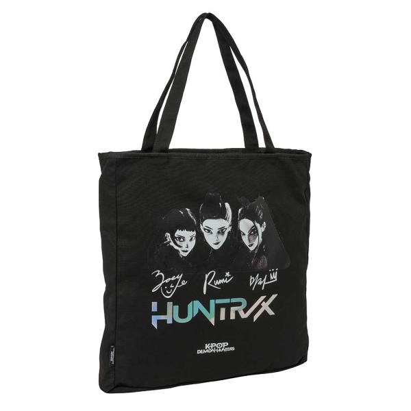 Safta K-Pop Demon Hunters Soul Tote Bag Bolsa de Tela - Cremallera - Bolsillo Interior - Asas de Mano - 36x38x6.5cm - Color Negro