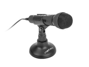 Natec Adder Microfono Omnidireccional de Sobremesa - Base tipo Tripode - Sensibilidad de -55dB - Color Negro