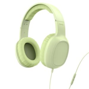 Hama Fun C Auriculares con Microfono Omnidireccional - Cable 1.2m - Diadema Ajustable - Almohadillas de Cuero - Color Verde