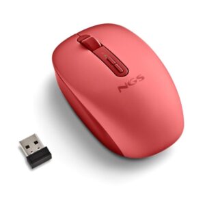 NGS Fog Dual Raton Inalambrico 1600 dpi - Bluetooth 5.2 y 2.4 GHz - 3 Botones - Silencioso - Color Rojo