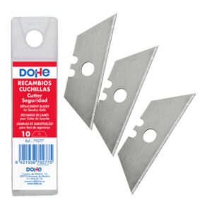Dohe Pack con 10 Cuchillas de Recambio Trapezoidales para Cutters de Seguridad - 18mm - Acero de Maxima Calidad