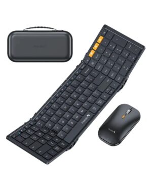 ProtoArc XKM01 Combo Teclado Portatil Plegable en Triptico + Raton - Bluetooth - Teclado Numerico - Conexion de hasta 3 Dispositivos - Color Negro