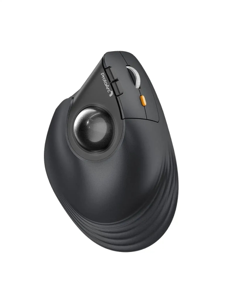 ProtoArc EM05 NL Raton Vertical Trackball Ergonomico Inalambrico - 1600 dpi - Bluetooth + 2.4Ghz - Bateria Recargable - Multidispositivo - Color Negro y Naranja